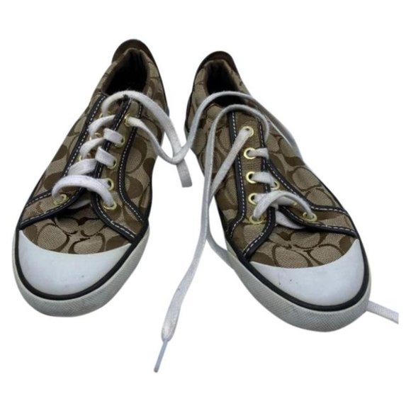 Coach Shoes - Coach White Tan Women's Sneakers Size 6B